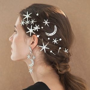 Rhinestone Star Shower Hairpin Bobby Pin Set